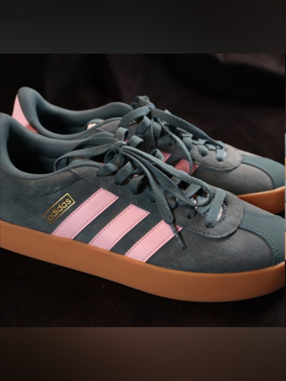 Adidas Teal Suede & Pink Stripes Women's Size 8 ½“ Sport Lace-Up Sneakers